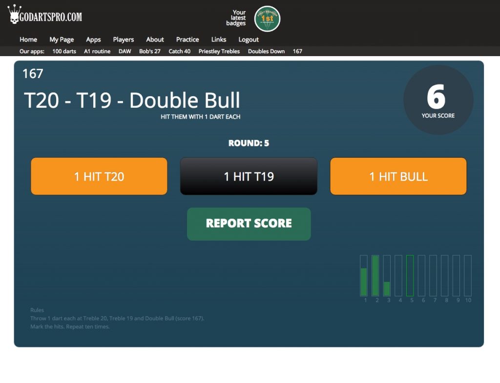Darts practicing app
