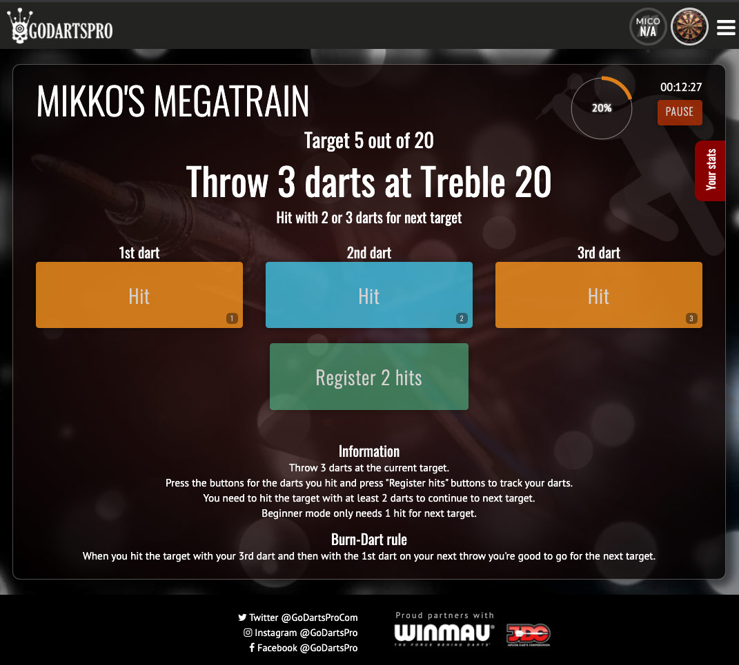 Mikkos Megatrain, darts practice game