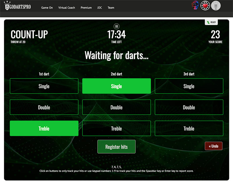 GoDartsPro - Count-up darts training game