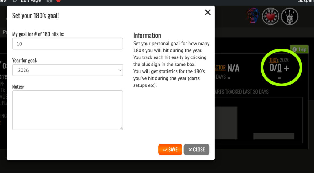 GoDartsPro 180's goals